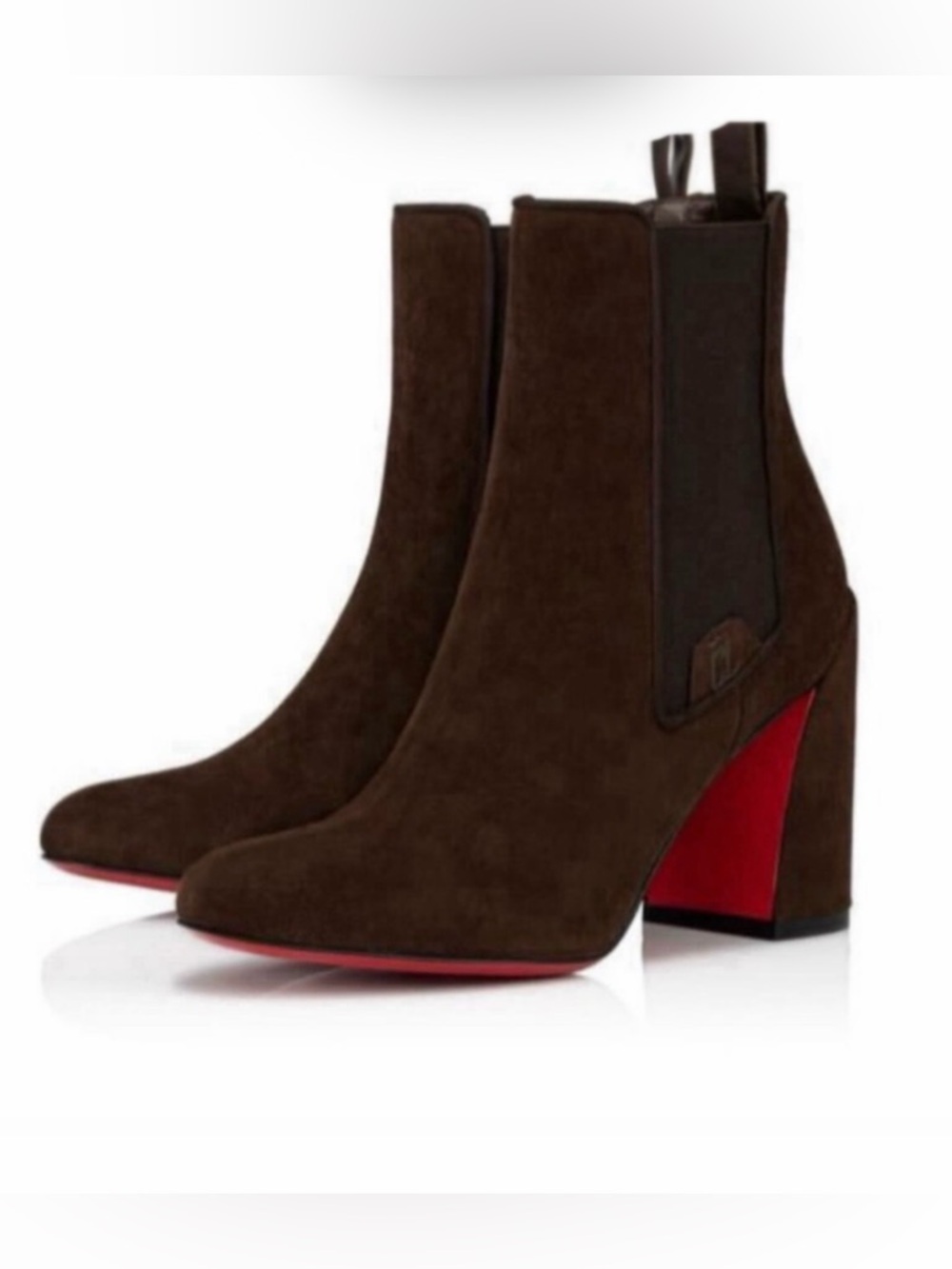 CHRISTIAN LOUBOUTIN Brown Turelastic Suede Red Sole Ankle Booties 40.5